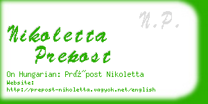 nikoletta prepost business card